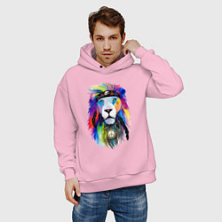 Толстовка оверсайз мужская Color lion! Neon!, цвет: светло-розовый — фото 2