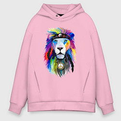 Толстовка оверсайз мужская Color lion! Neon!, цвет: светло-розовый