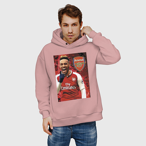 Мужское худи оверсайз Arsenal, Pierre-Emerick Aubameyang / Пыльно-розовый – фото 3