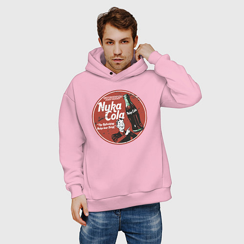 Мужское худи оверсайз Nuka Cola Ice Cold Retro / Светло-розовый – фото 3