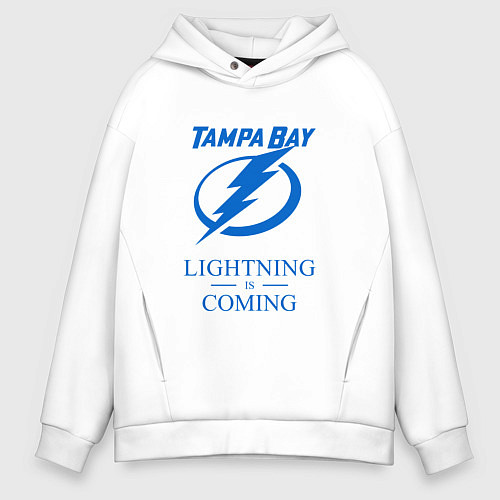 Мужское худи оверсайз Tampa Bay Lightning is coming, Тампа Бэй Лайтнинг / Белый – фото 1