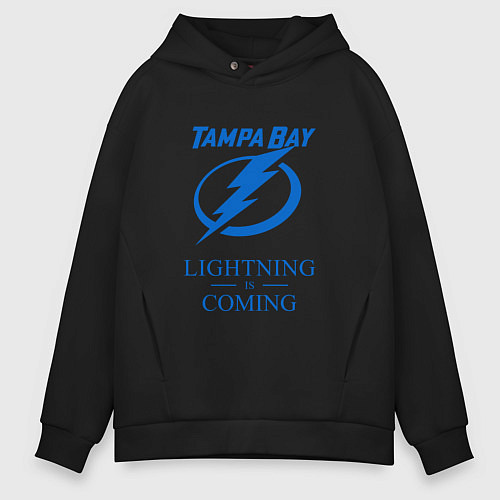 Мужское худи оверсайз Tampa Bay Lightning is coming, Тампа Бэй Лайтнинг / Черный – фото 1