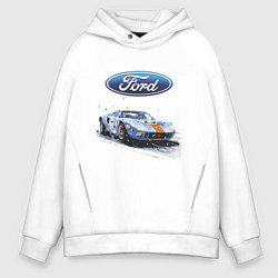 Толстовка оверсайз мужская Ford Motorsport, цвет: белый