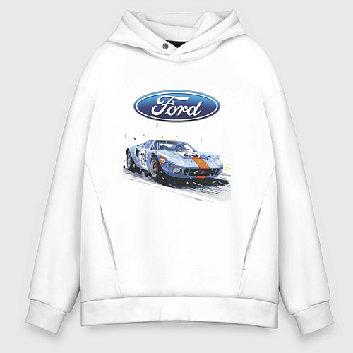 Мужское худи оверсайз Ford Motorsport / Белый – фото 1