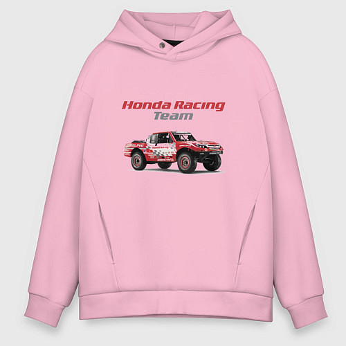 Мужское худи оверсайз Honda racing team / Светло-розовый – фото 1