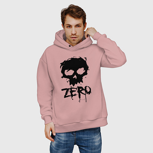 Мужское худи оверсайз Zero skull / Пыльно-розовый – фото 3