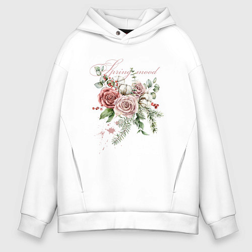 Мужское худи оверсайз Spring mood Flower / Белый – фото 1