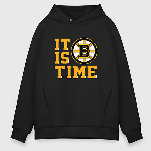 Мужское худи оверсайз It Is Boston Bruins Time, Бостон Брюинз / Черный – фото 1