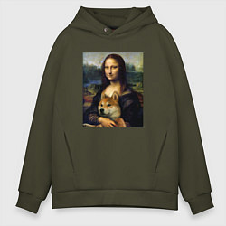 Мужское худи оверсайз Shiba Inu Mona Lisa