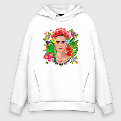 Мужское худи оверсайз Фрида Кало Мексика Художник Феминист / Белый – фото 1