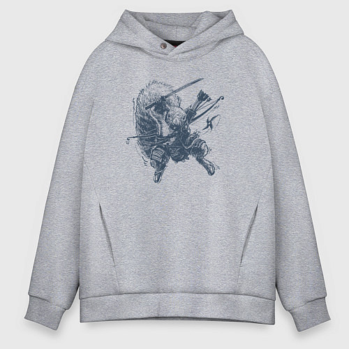 Мужское худи оверсайз Супер белка-ниндзя / Меланж – фото 1