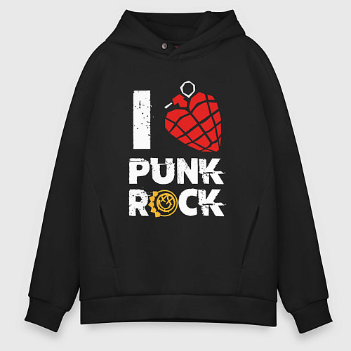 Мужское худи оверсайз I LOVE PUNK ROCK / Черный – фото 1