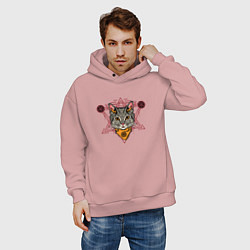 Толстовка оверсайз мужская Котик Пентаграмма, цвет: пыльно-розовый — фото 2
