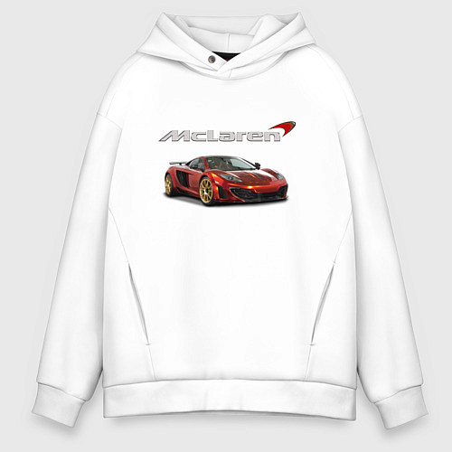 Мужское худи оверсайз McLaren Motorsport! / Белый – фото 1