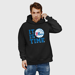 Толстовка оверсайз мужская It Is Philadelphia 76ers Time Филадельфия Севенти, цвет: черный — фото 2