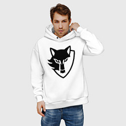 Толстовка оверсайз мужская Wolf Emblem, цвет: белый — фото 2
