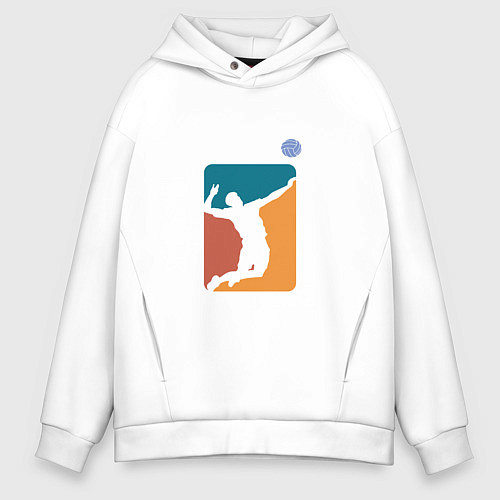 Мужское худи оверсайз Volleyball - Player / Белый – фото 1