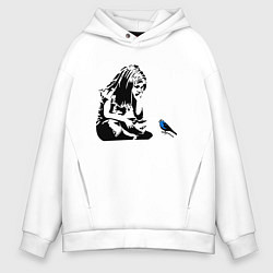 Мужское худи оверсайз BANKSY girl with blue bird БЭНКСИ девочка с синей