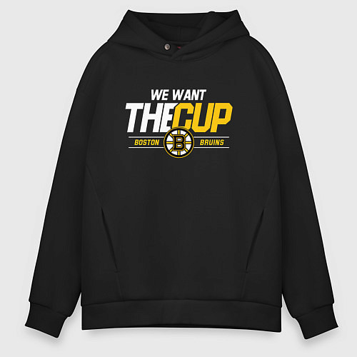 Мужское худи оверсайз Boston Bruins we want the cup / Черный – фото 1