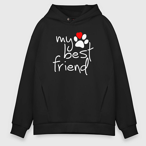 Мужское худи оверсайз My best friend - Мой лучший друг / Черный – фото 1