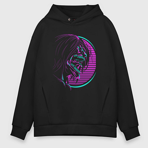 Мужское худи оверсайз Кричащий Эрен атака титанов / Черный – фото 1