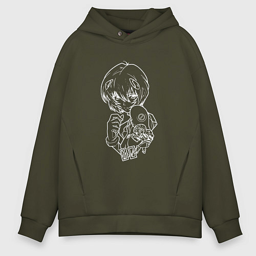 Мужское худи оверсайз Милая Рэй евангилион / Хаки – фото 1