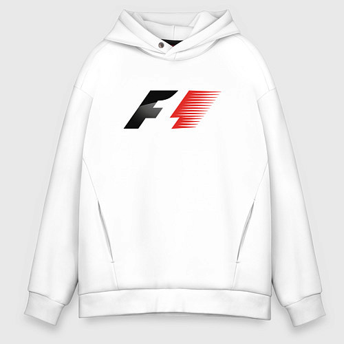 Мужское худи оверсайз F1 Формула 1 Большое лого / Белый – фото 1