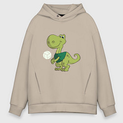 Мужское худи оверсайз Volleyball Dinosaur