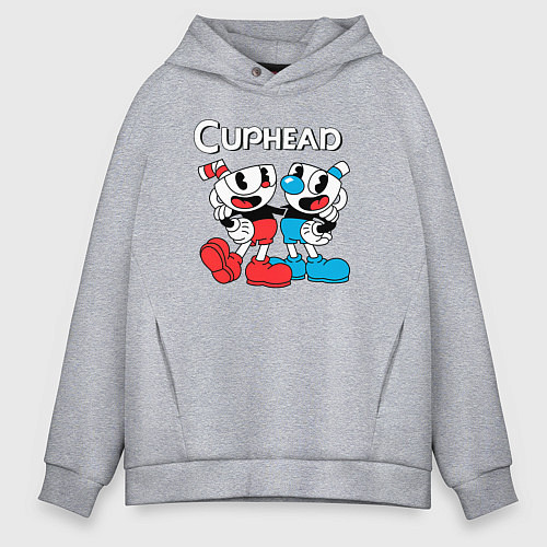 Мужское худи оверсайз Cuphead Чашечки / Меланж – фото 1