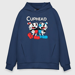 Толстовка оверсайз мужская Cuphead Чашечки, цвет: тёмно-синий