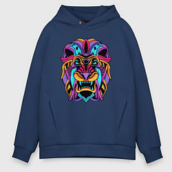 Толстовка оверсайз мужская Color lion Neon, цвет: тёмно-синий