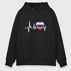 Толстовка оверсайз мужская Пульс России, цвет: черный