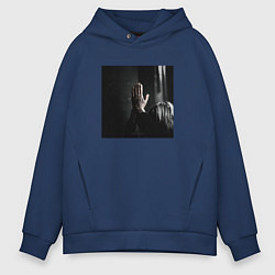 Толстовка оверсайз мужская ДЖИЗУС АЛЬБОМ БЕЗ НАЗВАНИЯ, цвет: тёмно-синий