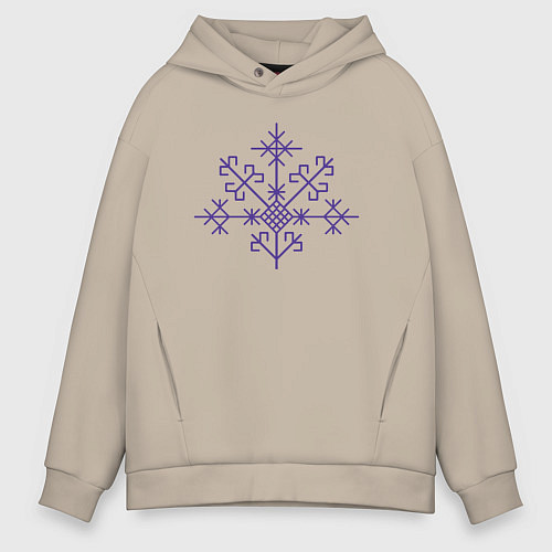 Мужское худи оверсайз Оберег дерево мира / Миндальный – фото 1