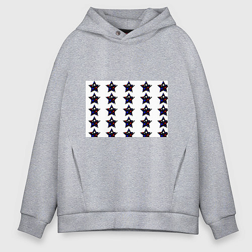 Мужское худи оверсайз Звёзды в цветах флага России / Меланж – фото 1