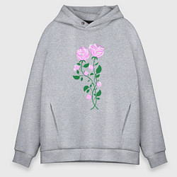 Толстовка оверсайз мужская Влюблённые розы, цвет: меланж