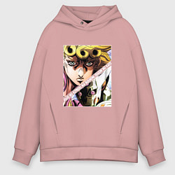 Толстовка оверсайз мужская Джорно Джованна из ДжоДжо, цвет: пыльно-розовый