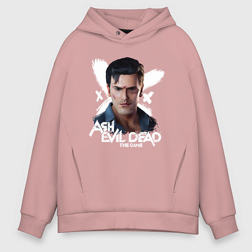 Мужское худи оверсайз Эш - Зловещие Мертвецы / Пыльно-розовый – фото 1