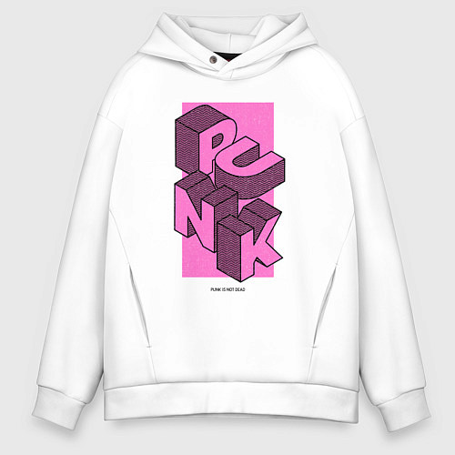 Мужское худи оверсайз Панк not dead / Белый – фото 1