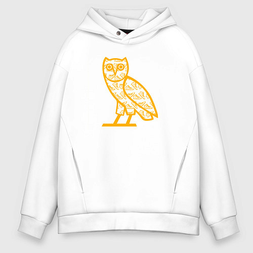 Мужское худи оверсайз Drake сова / Белый – фото 1