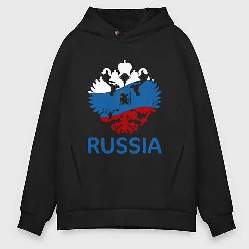 Мужское худи оверсайз Russia / Черный – фото 1