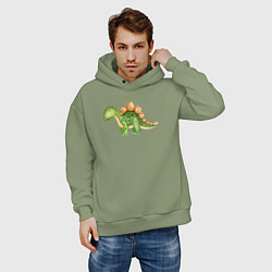 Толстовка оверсайз мужская Любитель динозавров, цвет: авокадо — фото 2