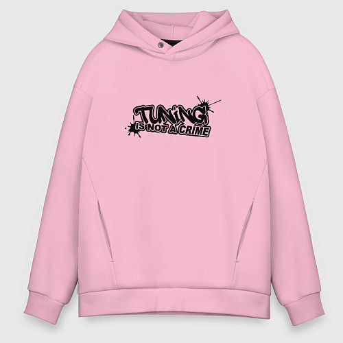 Мужское худи оверсайз Tuning is not a crime! Тюнинг - это не преступлени / Светло-розовый – фото 1