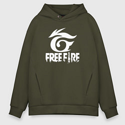 Мужское худи оверсайз Free Fire - белый лого