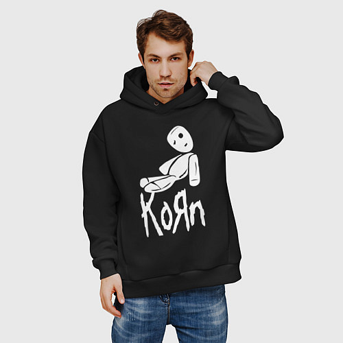 Мужское худи оверсайз Korn КоРн / Черный – фото 3