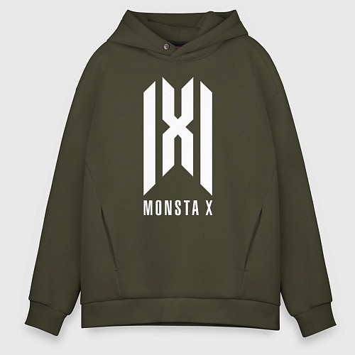Мужское худи оверсайз Monsta x logo / Хаки – фото 1