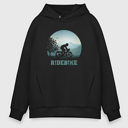 Толстовка оверсайз мужская RideBike, цвет: черный