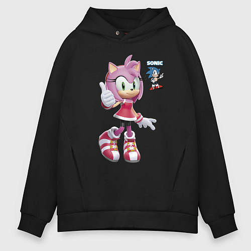 Мужское худи оверсайз Sonic Amy Rose Video game / Черный – фото 1