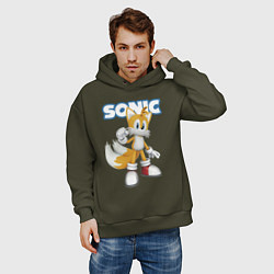 Толстовка оверсайз мужская Майлз Тейлз Прауэр Sonic Видеоигра, цвет: хаки — фото 2