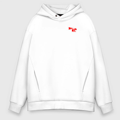 Мужское худи оверсайз Noize mc красное лого / Белый – фото 1